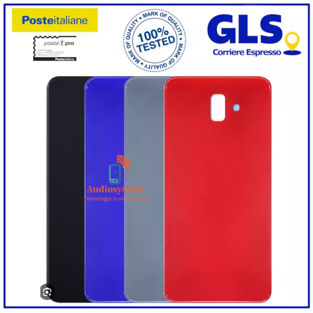 COVER BACK POSTERIORE per SAMSUNG GALAXY J6 PLUS SM-J610 VETRO SCOCCA NERO ROSSO