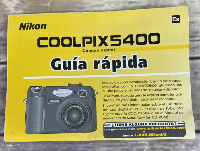 Genuine Nikon Coolpix 5400 Instruction Manual, SPANISH VERSION, Preowned