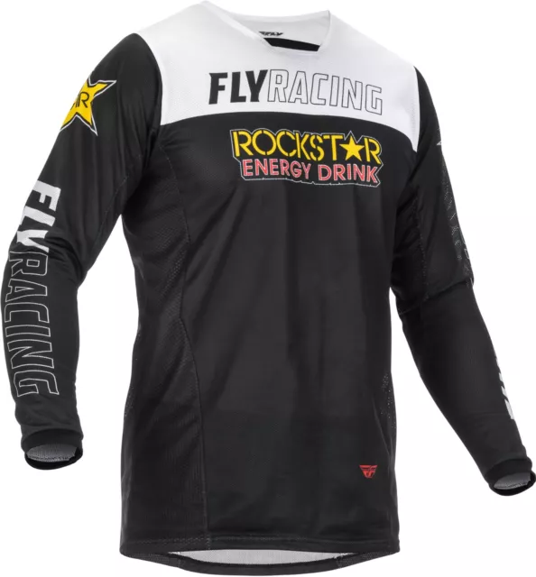 Fly Racing Mens Adult Kinetic Rockstar Mesh Jersey Black/Red/White Off-Road/MX