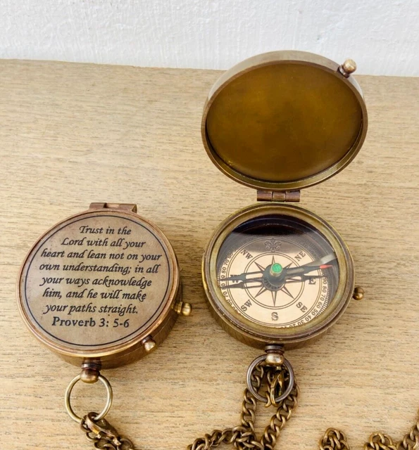 Antique Vintage Brass Pocket Compass Brass Nautical Compass Marine Compass Gift