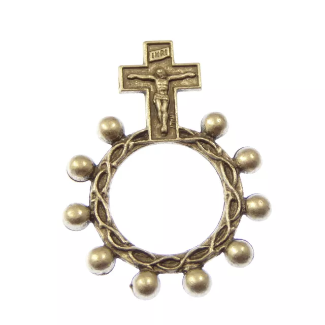 New silver metal Catholic rosary ring rosary beads 4.5cm