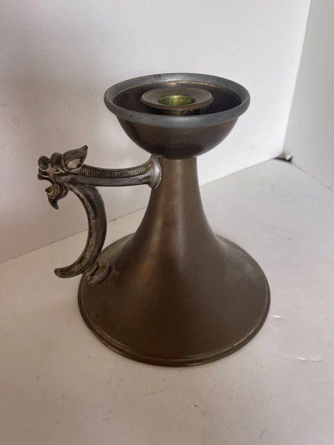 Vintage Metal Brass Candle Stick Holder ~ Griffon Gryphon Phoenix Dragon Handle