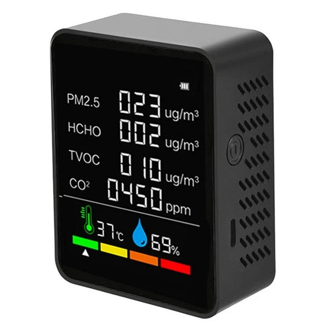 6 in 1 CO2 Meter Air Quality Detector CO2 Tester Carbon Dioxide TVOC HCHO V Y9B3