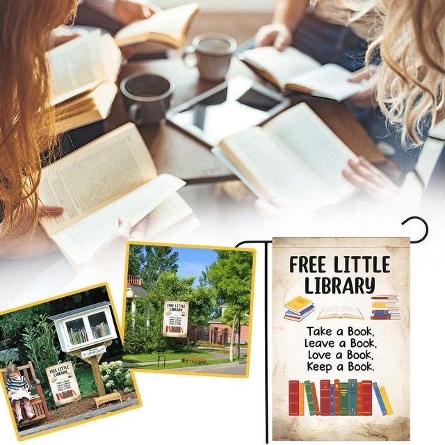 Library Flag Sign FREE LITTLE LIBRARY Sign Flag Vertical Double Sided Garden Flag US N79C ...