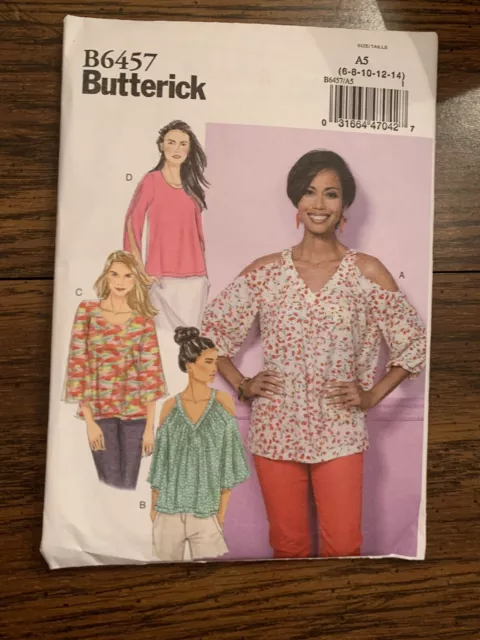 Butterick Sewing Pattern 6457 uncut New Size 6-14 Misses Top