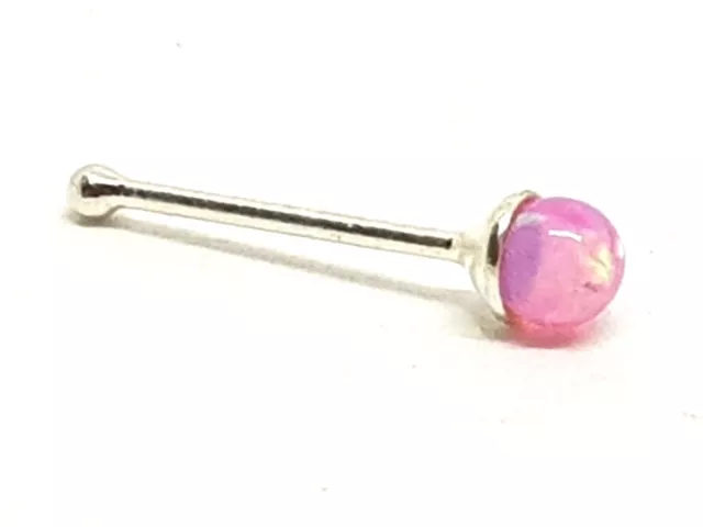 Piercing al naso con opale, gemma rosa, 22 g (0,6 mm) in argento sterling... 2
