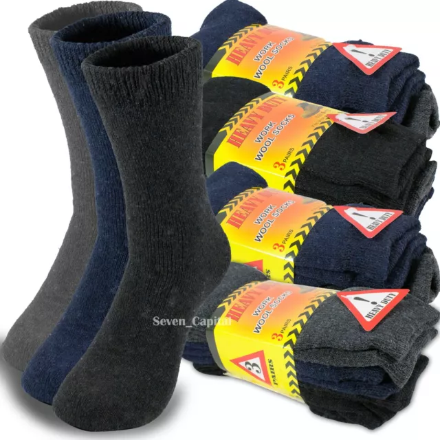 3-12 Pairs Mens Heavy Duty Winter Warm Thermal Wool Cotton Boots Work Socks 9-13