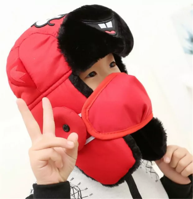 Kids Children Girl Boy Fleece Fur Warm Thermal winter Ski Ushanka Cap Hat 6-12y