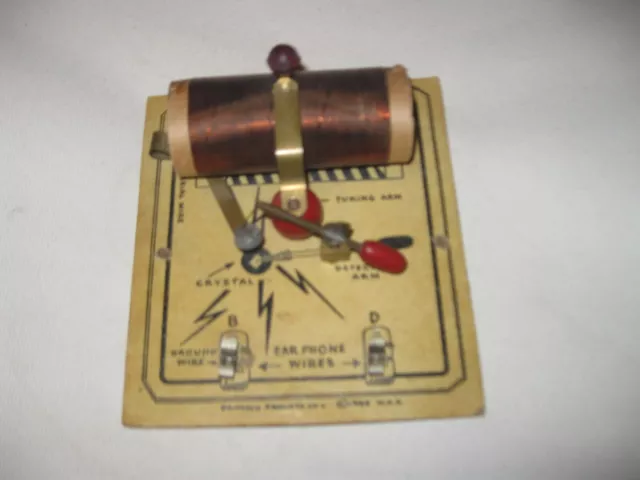 1940s Easy built Crystal Radio Detector Diode Cat Whisker coil bread board