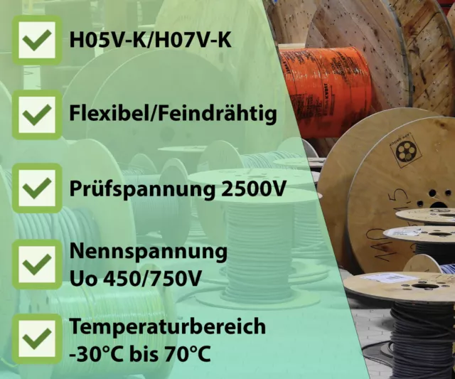 H07V-K 2,5mm² Leitung  Litze Einzelader Kabel Batterieleitung flexibel ALPTEG 2