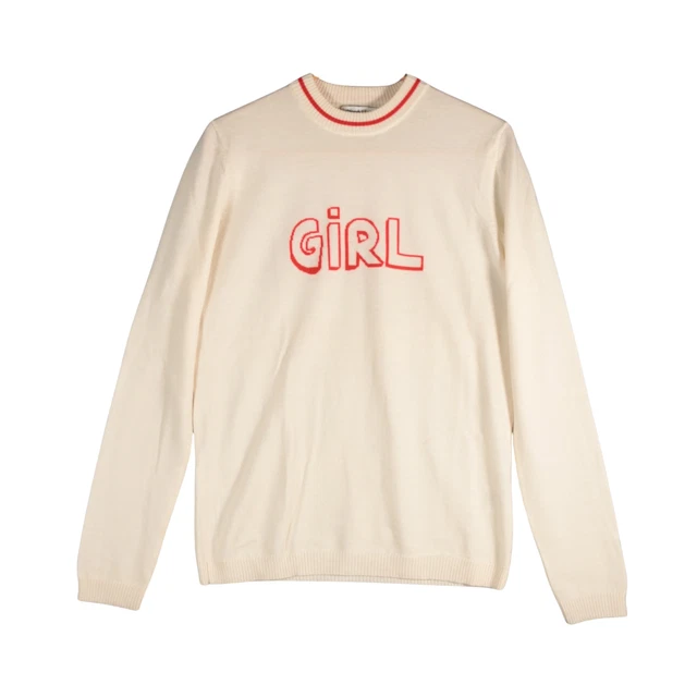 BELLA FREUD JUMPER Womens Medium UK 10 Cream Red 100% Wool GIRL
