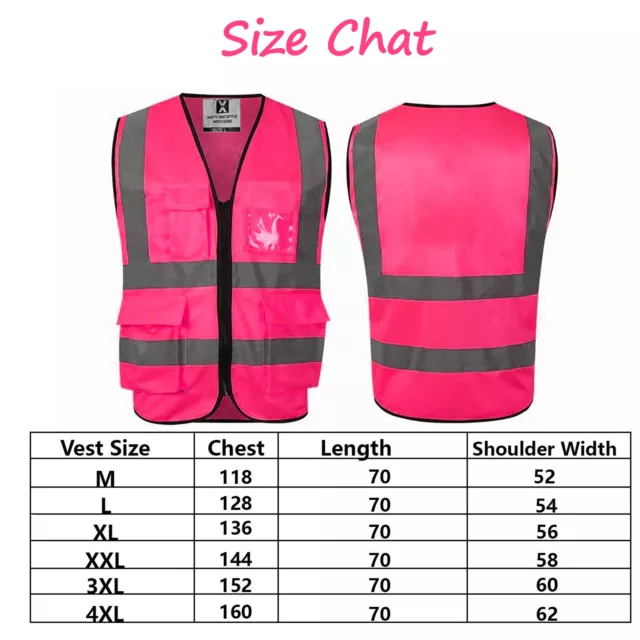 Hi Vis Vest High Vis Safety Vest Pink Waistcoat Visibility Reflective Jacket UK 3