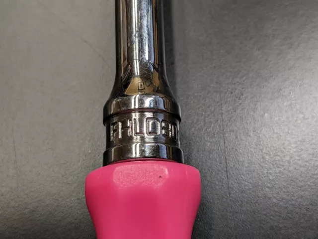 Snap-on 3/8” Drive Hard Grip Pink Long Dual 80 Technology Ratchet FHLD80P