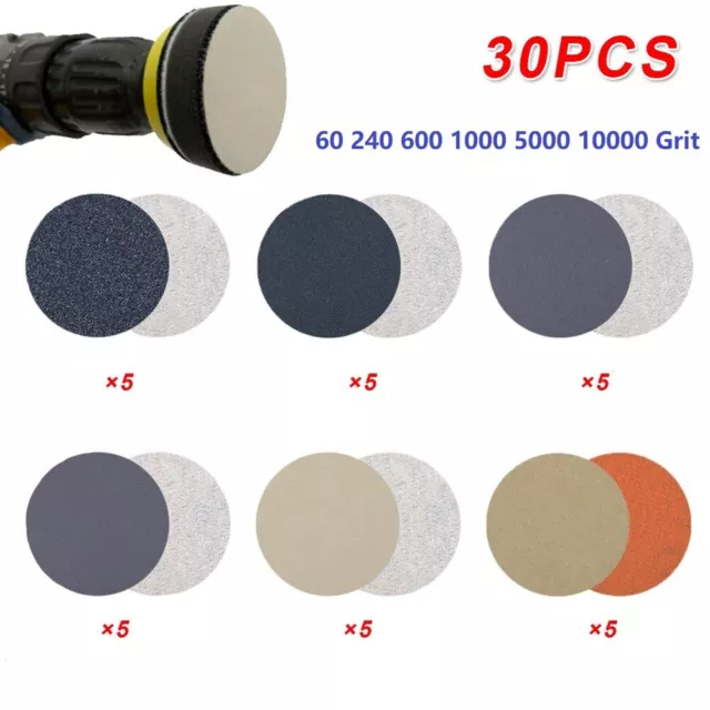 30PCS 2 Inch Sanding Disc Wet & Dry Sandpaper with Anti Blocking Feature