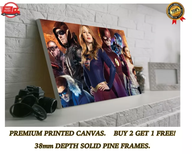 DC Legends Cast Arrow Flash Supergirl Large CANVAS Art Print Gift A0 A1 A2 A3 A4