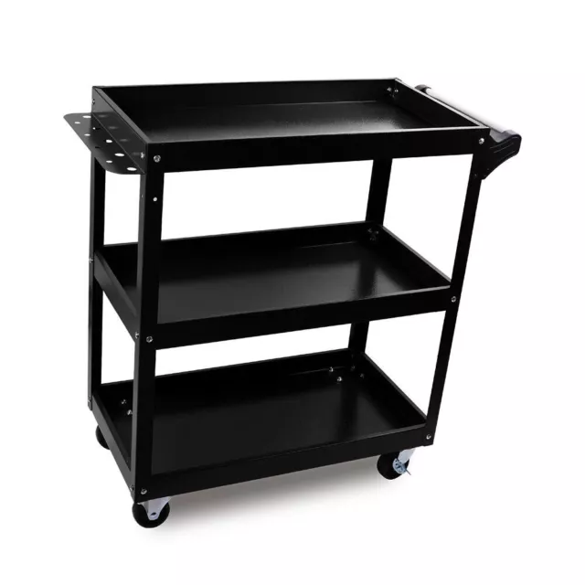 Black 3-Tier Tool Cart Trolley Toolbox Workshop Garage Storage 150KG Organizer