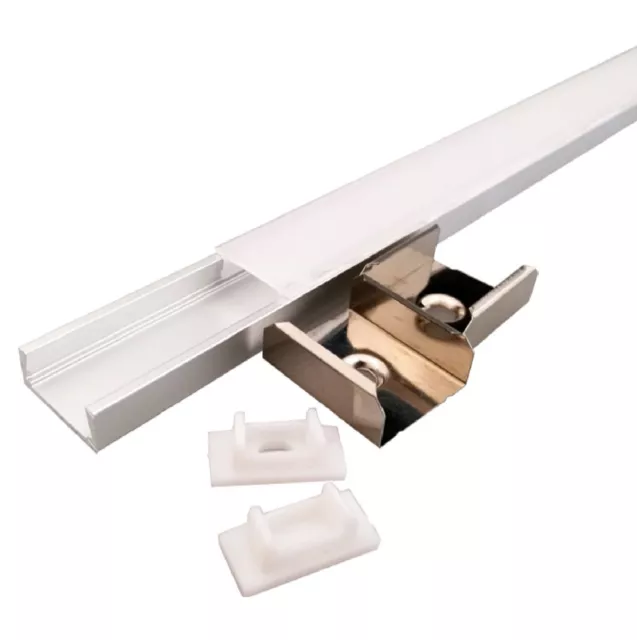 PROFILO ALLUMINIO PER STRISCIA STRIP LED piatto angolare curvabile 2Mt + cover