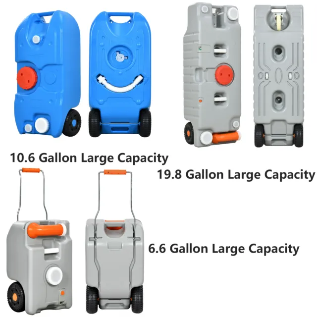 10.6/19.8/6.6 Gallon Large Capacity Portable Water Holding Tank w/ Large Wheels