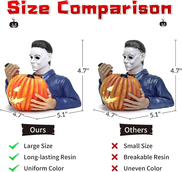 Halloween Michael Myers Light Up LED Statue Pumpkin Jack-o-Lantern Yard Decor 3