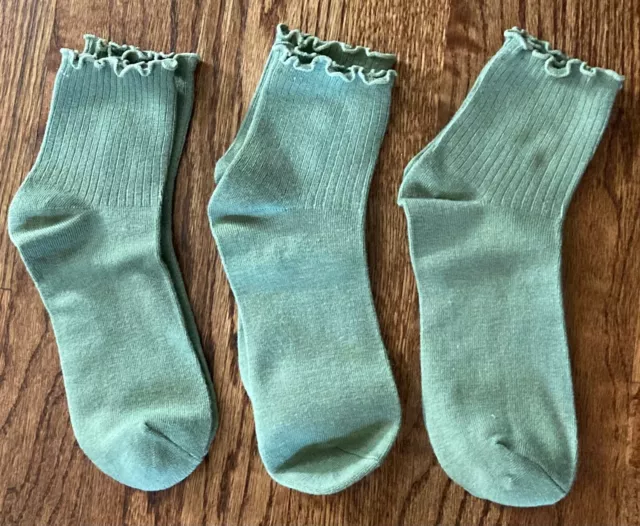 American Eagle 3 pack ruffle socks, women’s, green, OS, NWOT