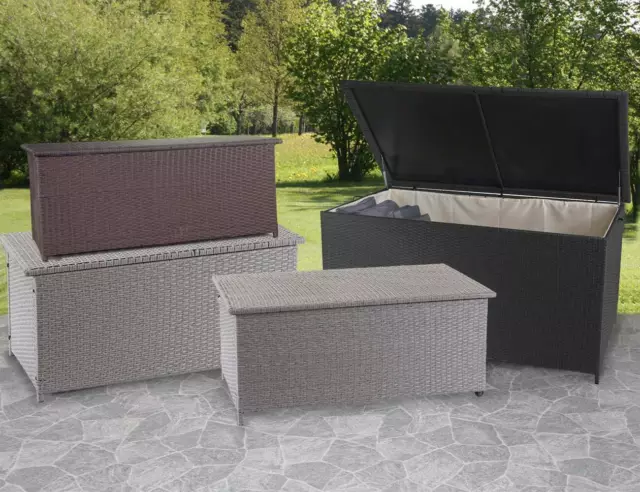 Poly-Rattan Kissenbox HWC-D88, Gartentruhe Auflagenbox Truhe 170l 250l oder 320l