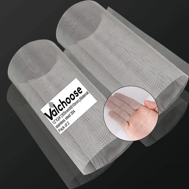 2PACK Stainless Mesh Screen 12”X24”305mmX610mm, 20 Mesh 304 Steel Woven Wire
