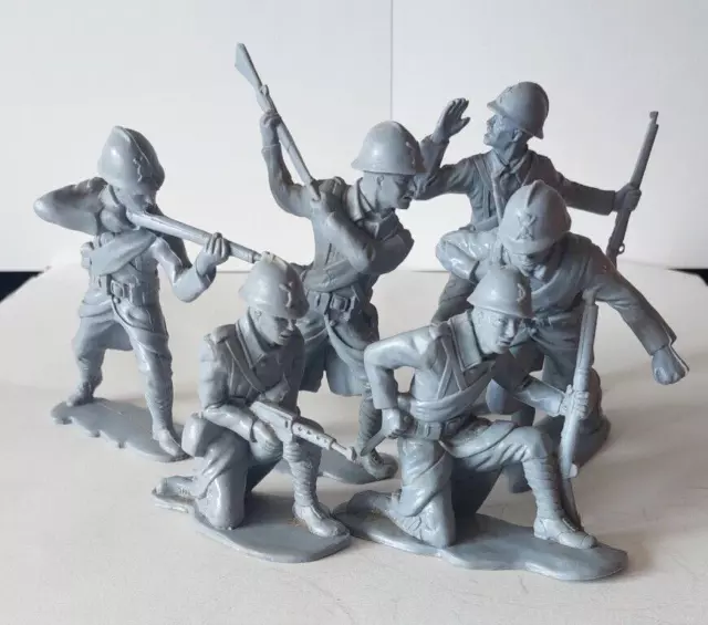 Marx Hong Kong figure in plastica 6 pollici: soldati francesi prima guerra mondiale x 6 RARE