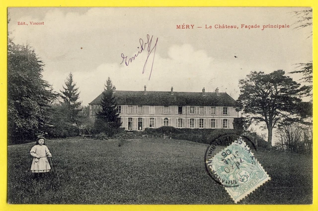 cpa written in 1906 MERY sur MARNE (Seine et Marne) Le CHÂTEAU Animée