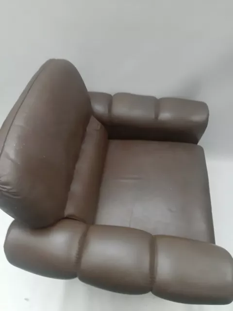 Vintage retro Danish design mid century 60s brown leather armchair lounge chair 3