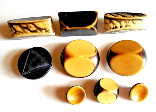 Vintage Celluloid Buttons - Lot of 9 - 5/8" to 1  1/4"