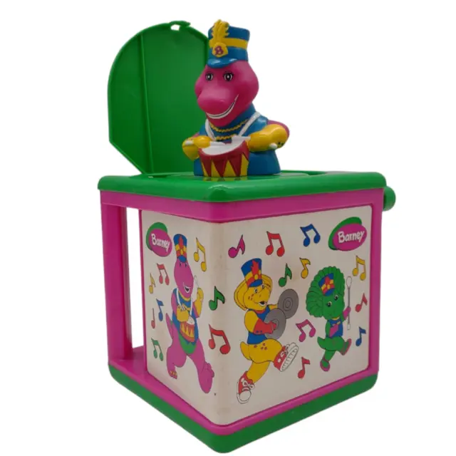 Barney in the Box Pop Up Toy Wind Up Works Vintage 1997 Hasbro Baby Bop BJ