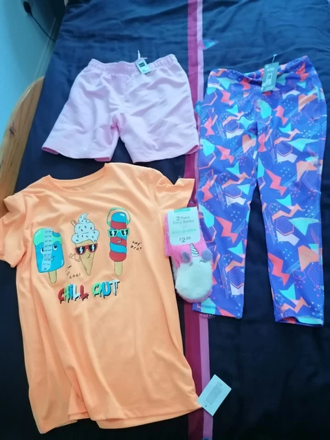 girls age 11-12 years Bundle Clothes New, Leggings, Shorts, Top, Socks.