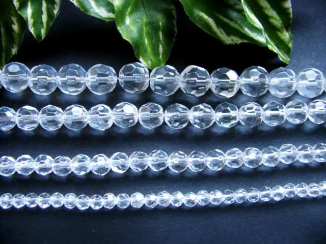 Glasperlen facettiert, fablos 4, 6, 8, 10mm, 1 Strang, Perlen aus Glas, Basteln