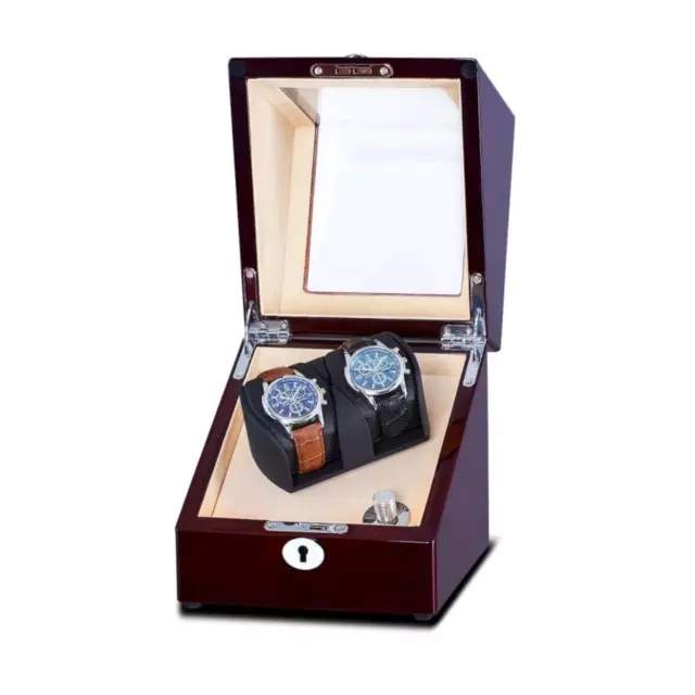 Lindeman Mahogany Watch Winder Box for 2 Watches (Single Rotor)