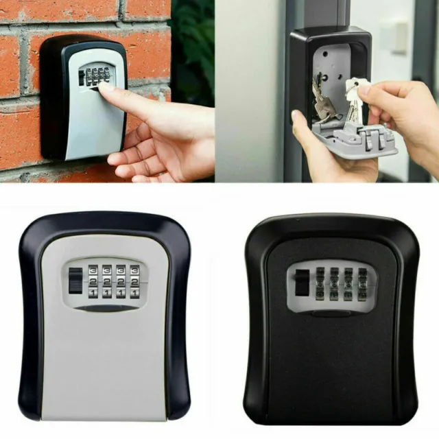 Key Safe Box 4 Digit Wall Mounted Outdoor High Security Code Lock-Storage Kit UK 2