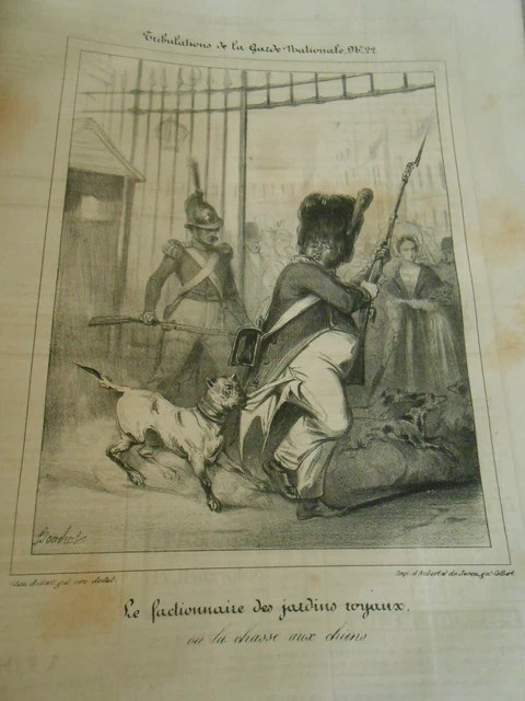 Gravure Litho 1836 - Tribulation Garde Nationale N°22 Fonctionnaire des jardins