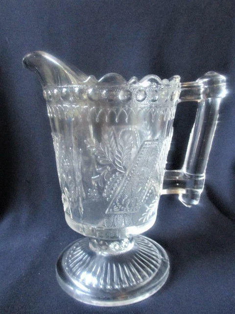 Antique EAPG Glass CREAMER  Prayer Rug Pattern Cream Pitcher Adams Co Pittsburgh