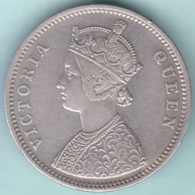 British India 1862 Victoria Queen One Rupee 0/7 Dot Variety Rare Silver Coin