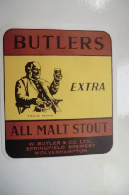 Mint W Butler Wolverhampton All Malt Stout Extra Brewery Beer Bottle Label T4