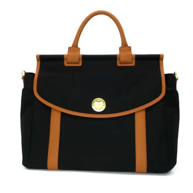 Jemma Jules Convertible Backpack Diaper Bag Purse Black with Brown Trim $395