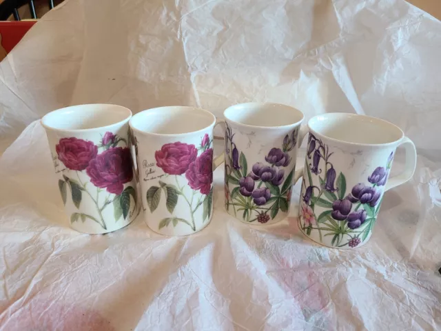 Mint Set 4 Mugs By Roy Kirkham Redoute Rose X 2 And Countryside X 2  England