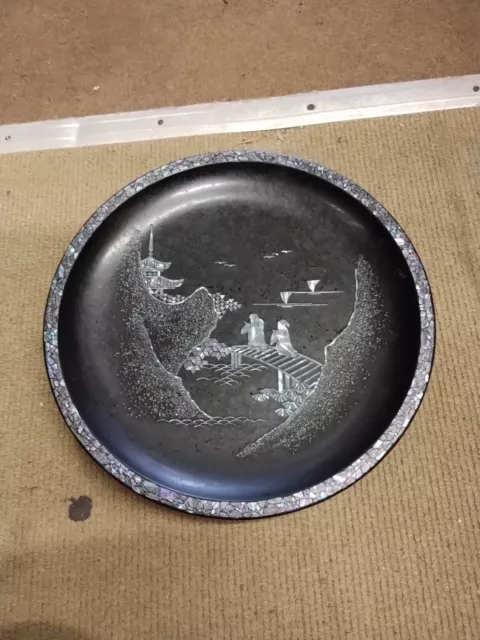 Vintage Japanese Lacquer and Mother of Pearl Bowl/Plaque
