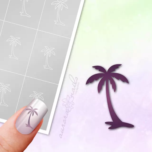 Schablonen für Airbrush und Nailart M380 Palme Baum Sommer Urlaub Strand 80Stk