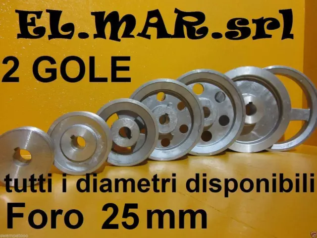 Puleggia Foro 25 mm 2 gole Sez. A TUTTI I DIAMETRI Motore elettrico compressore