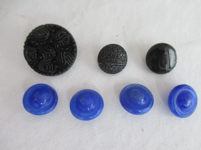 Lot De 12 Boutons Anciens En Pâte De Verre Noir - 22mm, Pour Customisation Veste Manteau Costume