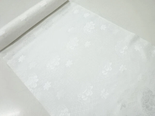 44867# Japanese Kimono / Bolt For Juban / Woven Seigaiha & Flowers