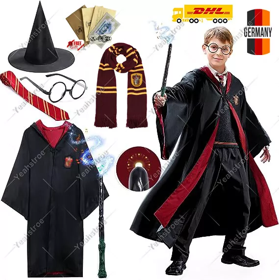 Harry Potter Kostüm Robe Mantel Umhang Krawatte Gryffindor Slytherin Hufflepuff