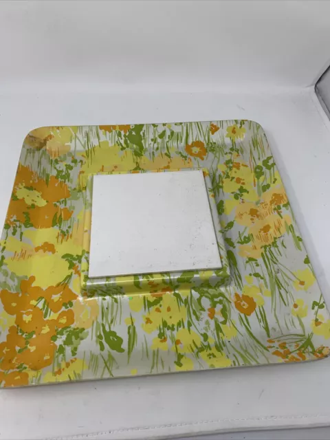 Vintage Serving Tray Tile Middle Hot Plate Cheese & Crackers - Flowers