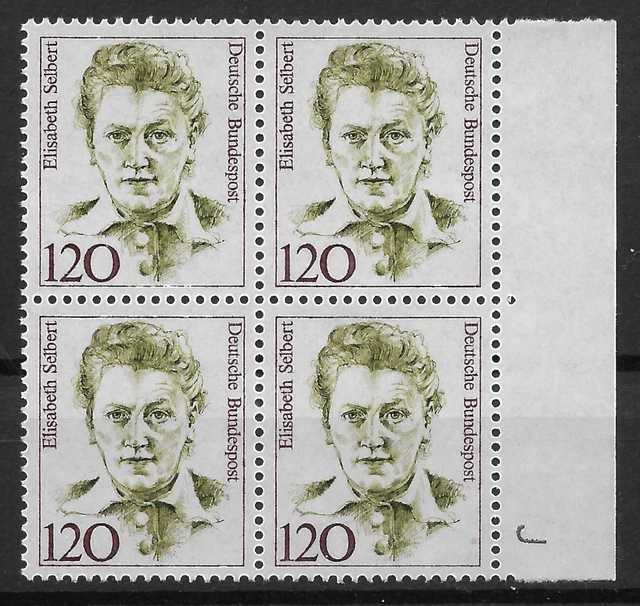 Bund 1987 ** Mi 1338 Frauen 120Pf im Viererblock VB 4er Block Rand rechts 03731D