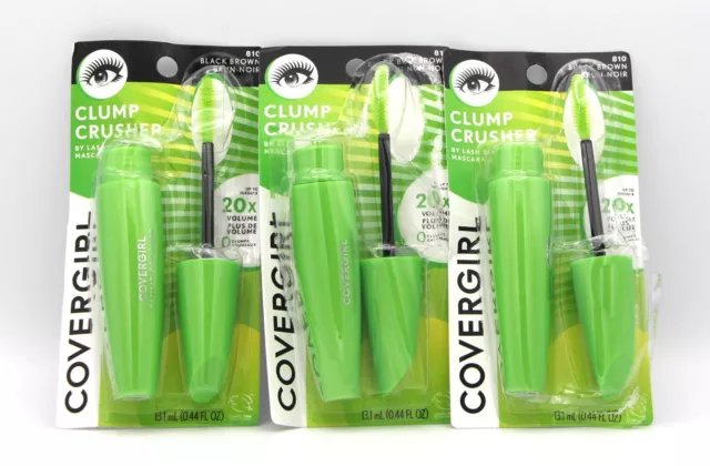 3 Pack CoverGirl LashBlast Clump Crusher Mascara, Black Brown 810, 0.44 fl oz